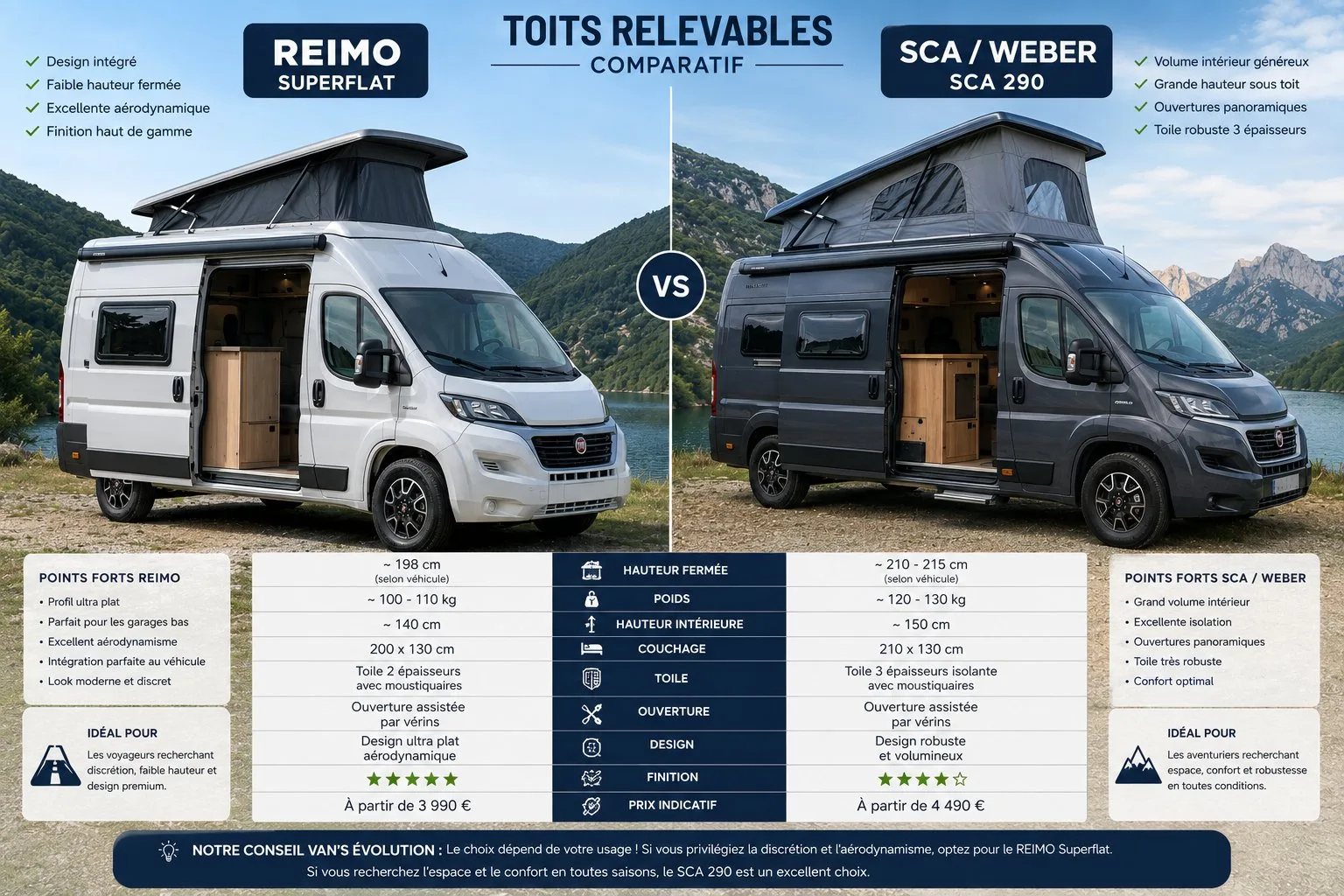 Toit relevable van camping montagne